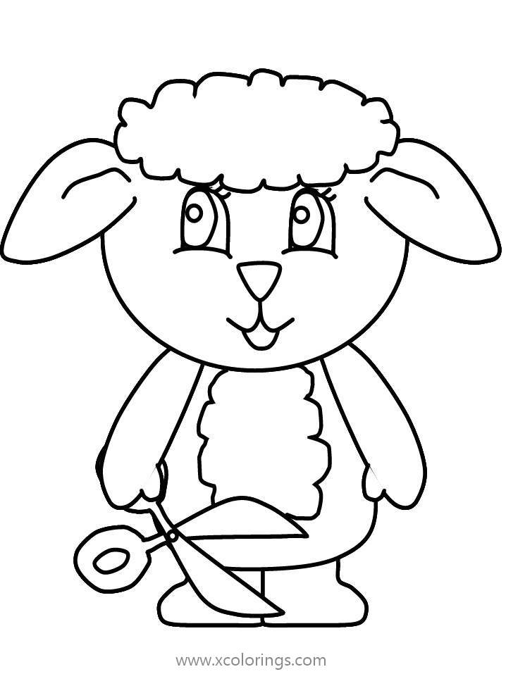 Free Sheep with Scissors Coloring Pages printable