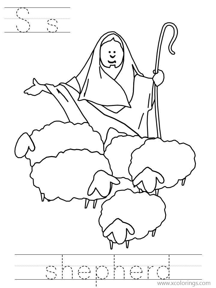 Free Shepherd Sheep Coloring Pages printable
