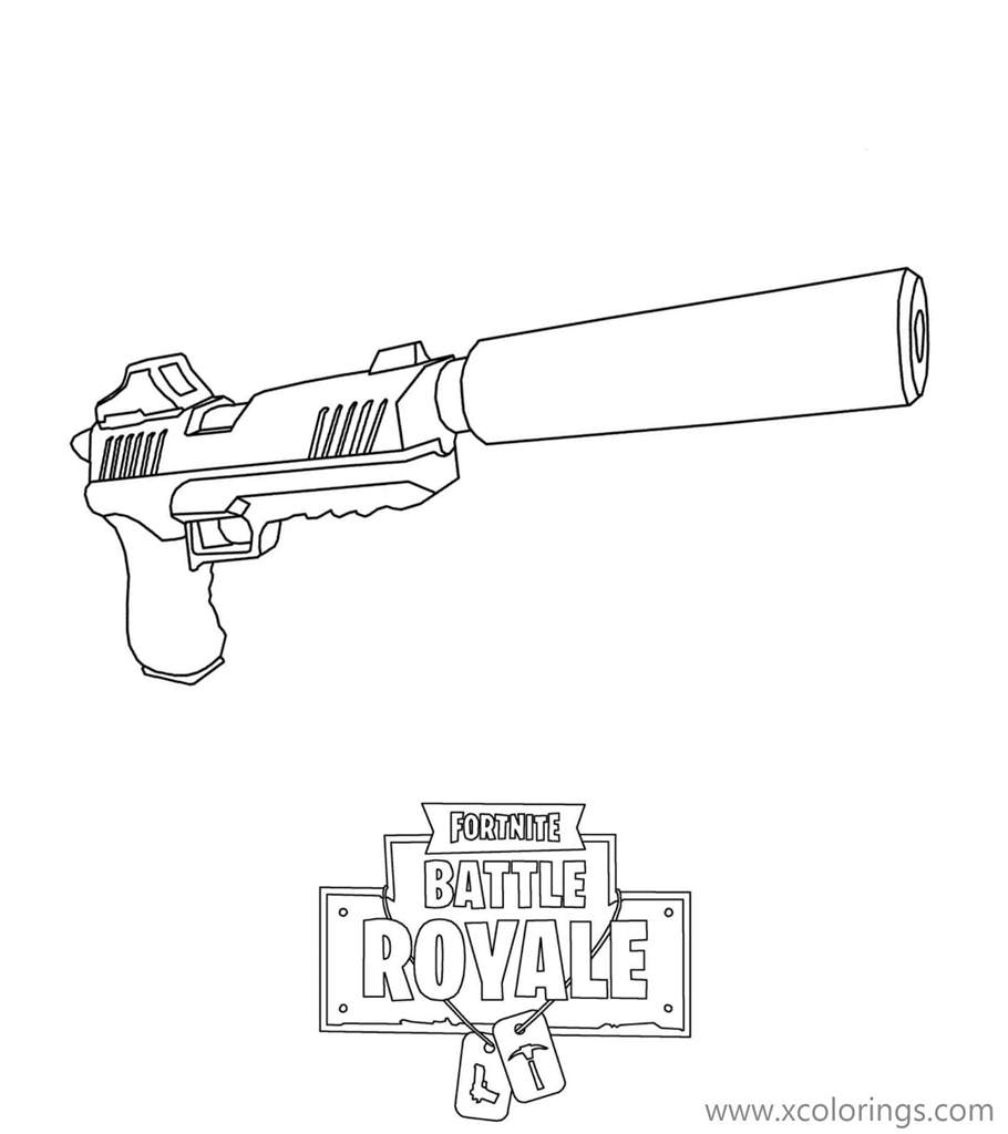 Free Silenced Pistol from Fortnite Coloring Pages printable