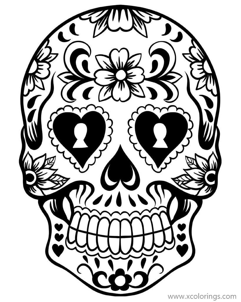 Free Skull Art of Day of The Dead Coloring Page printable