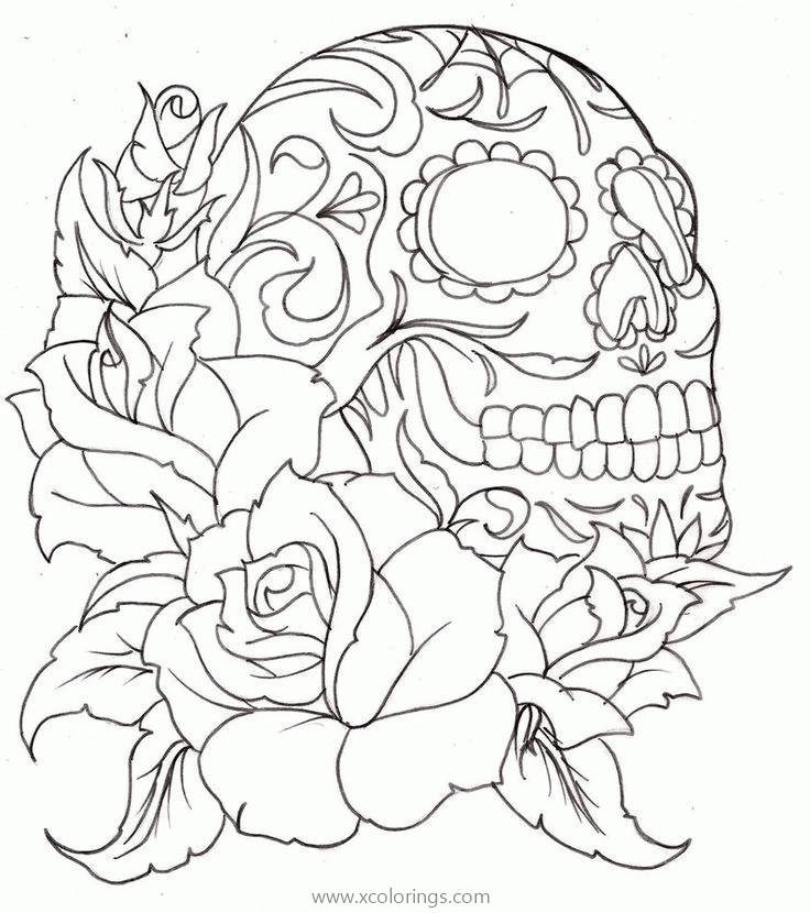 Free Skulls for Dia De Los Muertos Coloring Page printable