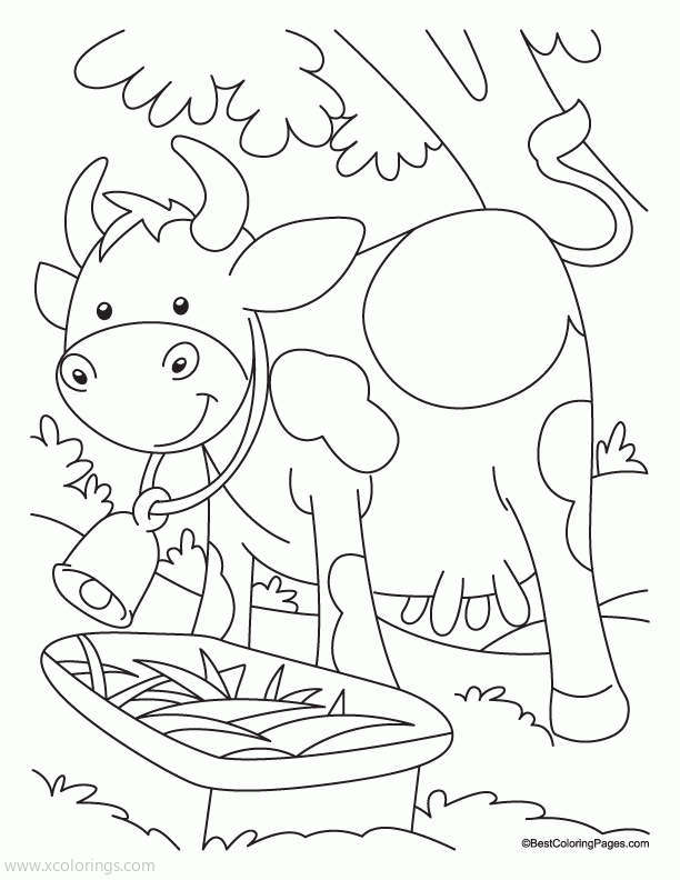 Free Smiling Cartoon Cow Coloring Pages printable