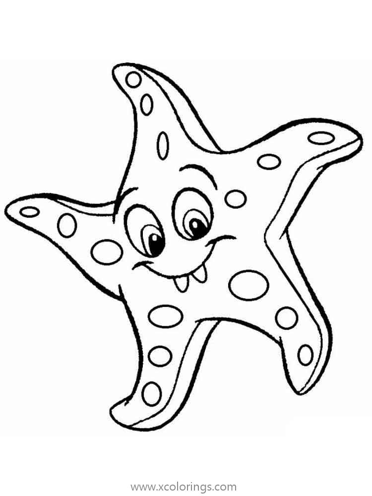 Free Smiling Cartoon Starfish Coloring Pages printable