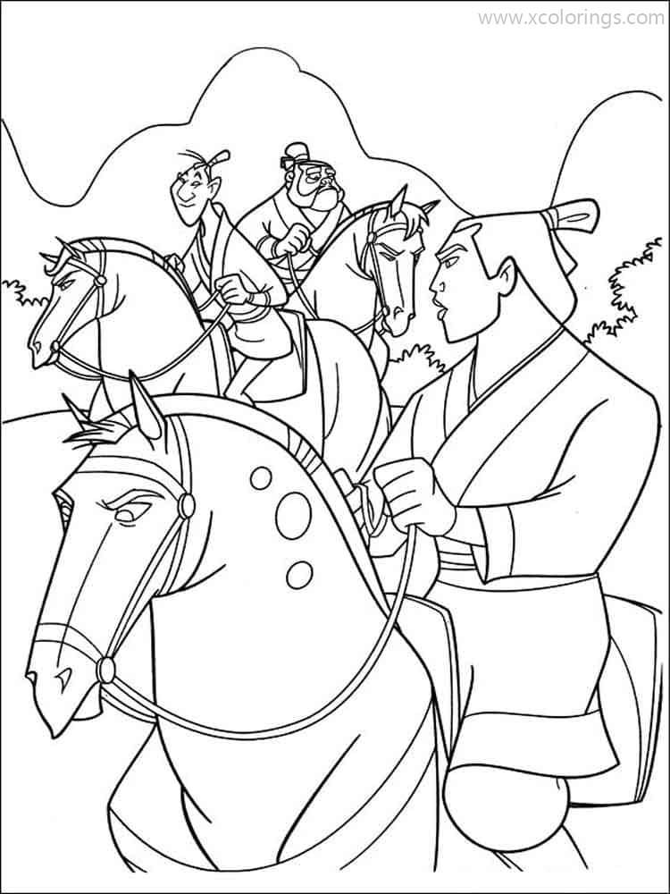 Free Soldiers from Mulan Coloring Pages printable