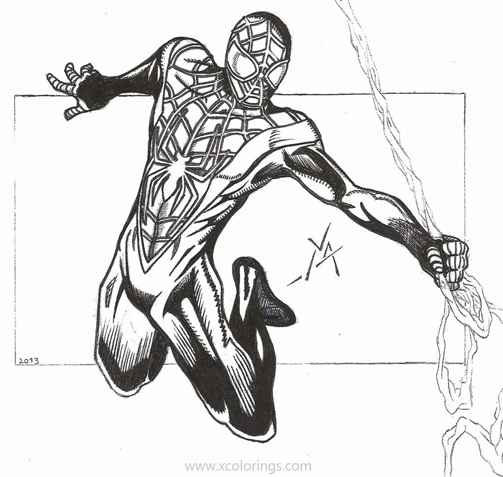 Spider Man Miles Morales Coloring Pages XColorings