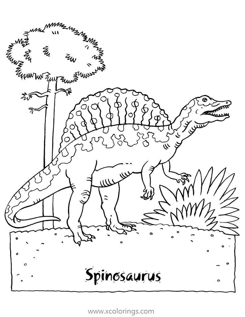 Free Spinosaurid Dinosaur Spinosaurus Coloring Page printable