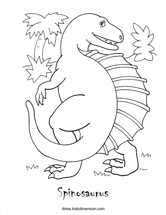 Free Spinosaurus Coloring Page with Trees printable