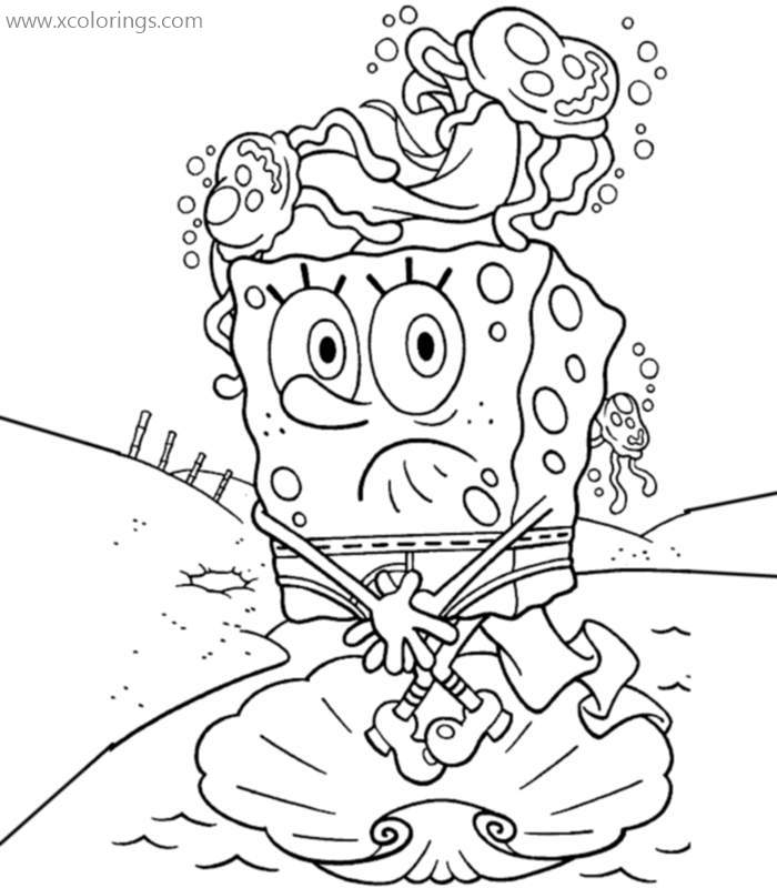 Free Spongebob And Jellyfish Coloring Pages printable