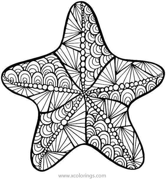 Free Starfish Coloring Pages for Adults printable