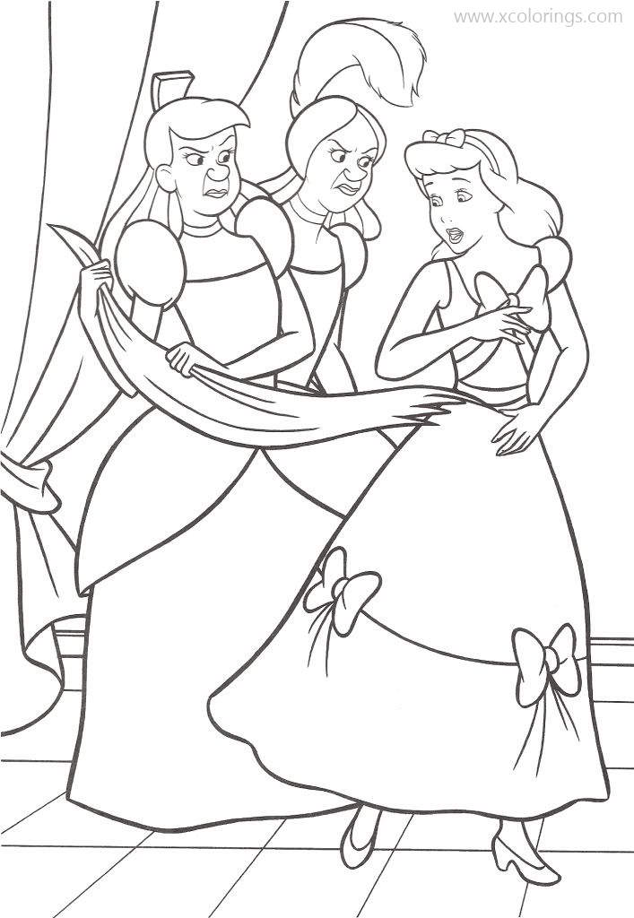 Free Step Sisters of Cinderella Coloring Page printable