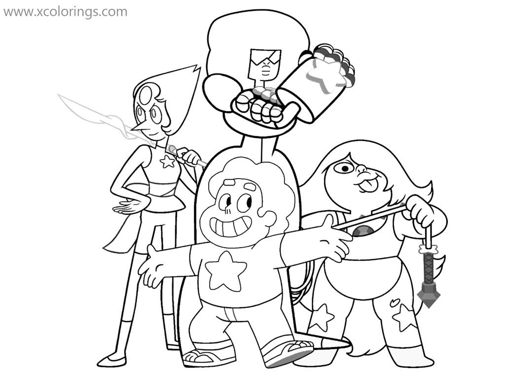 Free Steven Universe Coloring Pages Crystal Gems Members printable