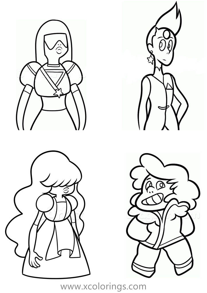 Steven Universe Coloring Pages Garnet Pearl Sapphire - XColorings.com