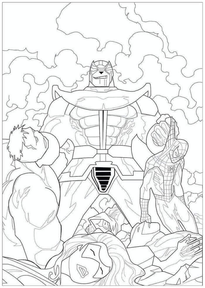 Free Thanos Defeated The Avengers Coloring Pages printable