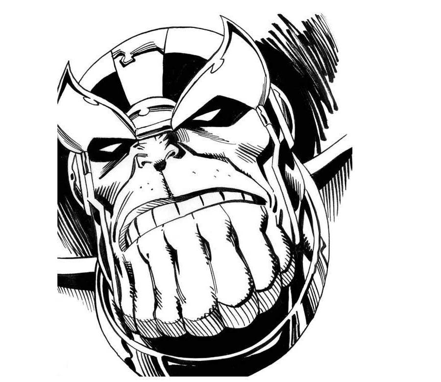 Free Thanos Face Drawing Coloring Page printable