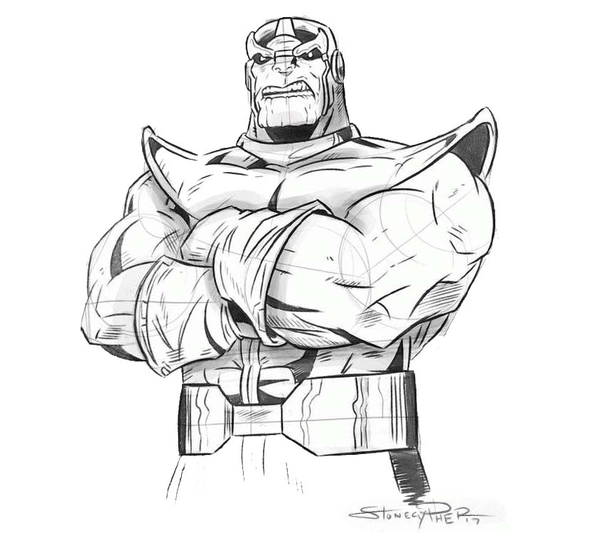 Free Thanos Sketch Coloring Pages printable
