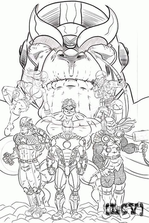 Free Thanos and The Avengers Coloring Pages printable