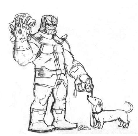 Free Thanos with A Dog Coloring Pages printable