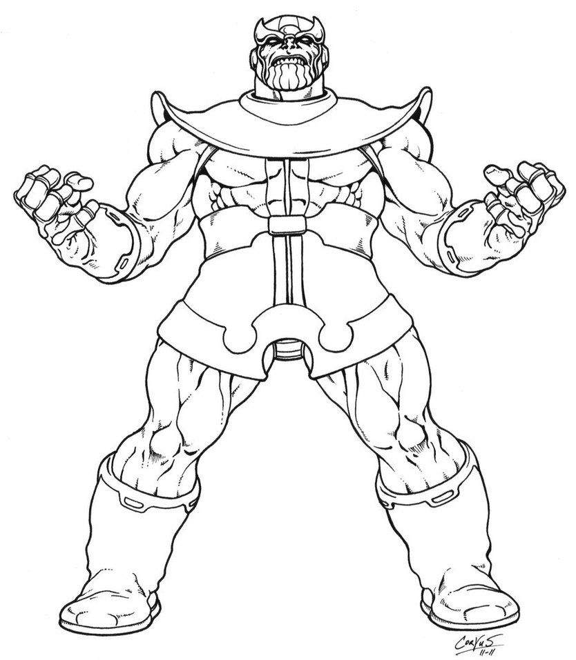 Free Thanos with Muscles Coloring Pages printable