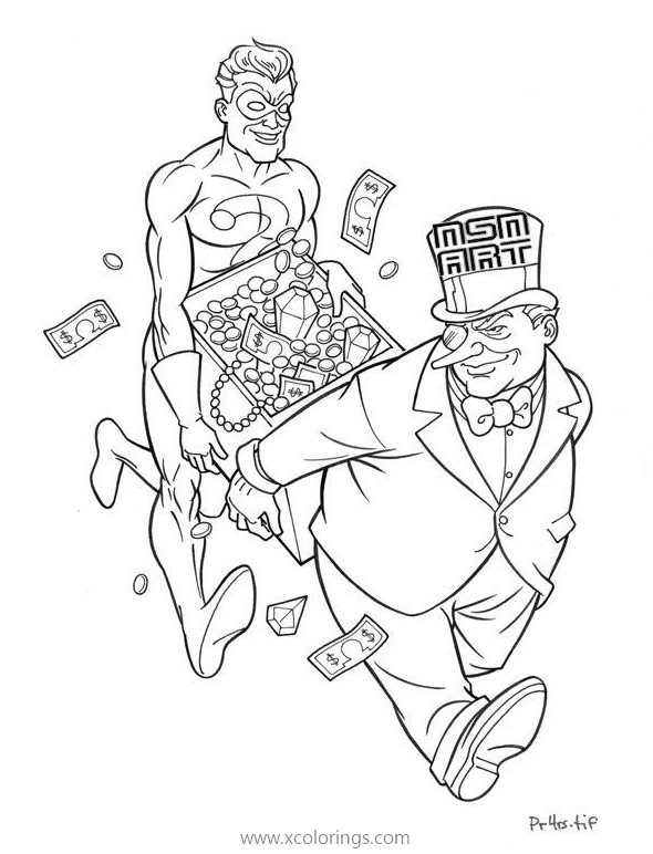 Free The Riddler Batman Coloring Pages The Riddler and The Penguin printable