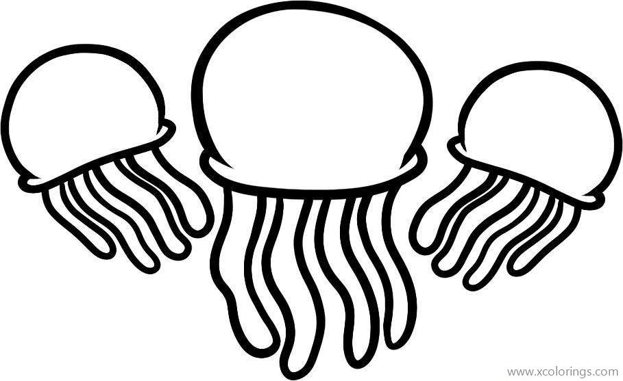 Free Three Small Jellyfish Coloring Pages printable