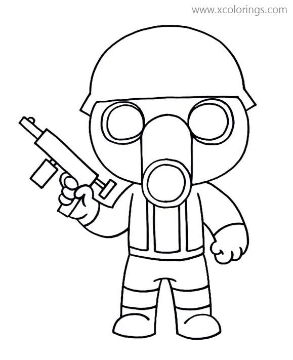 Torcher From Piggy Roblox Coloring Pages Gas Mask Soldier Xcolorings Com