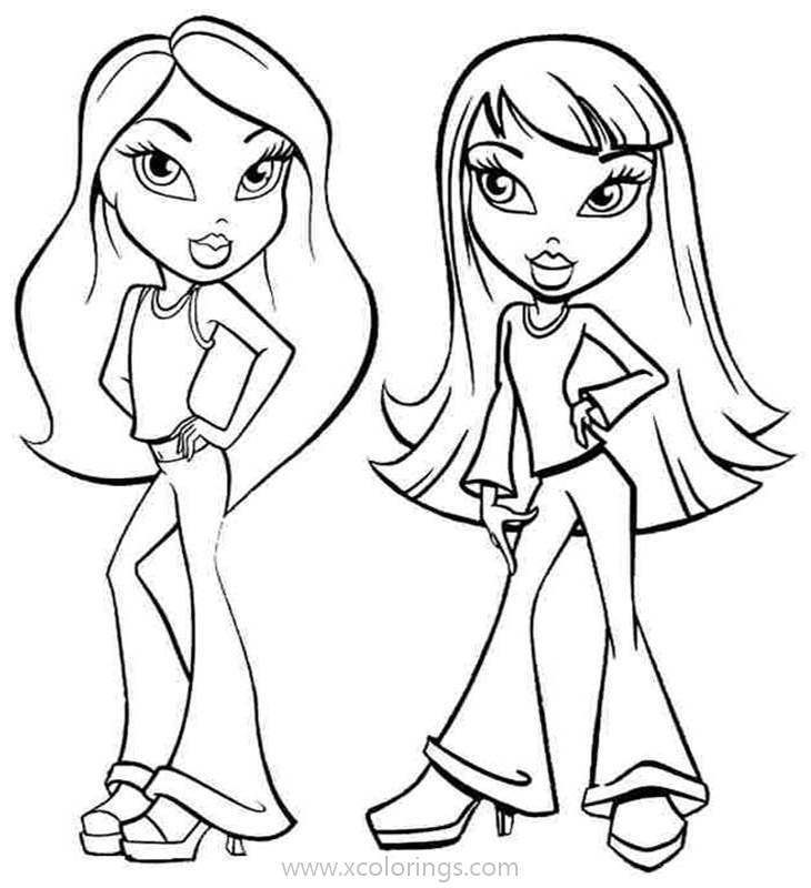 Free Two Bratz Girl Dolls Coloring Pages printable