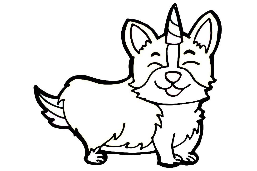 Unicorn Corgi Coloring Pages - XColorings.com