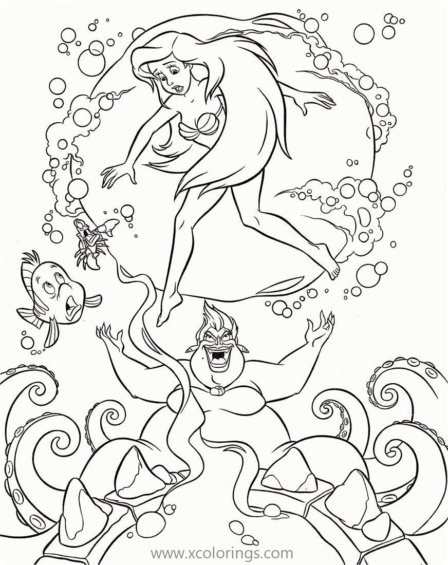 Free Ursula Coloring Pages with Little Mermaid printable