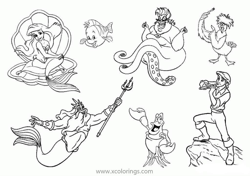 Ursula Coloring Pages With The Little Mermaid Characters XColorings