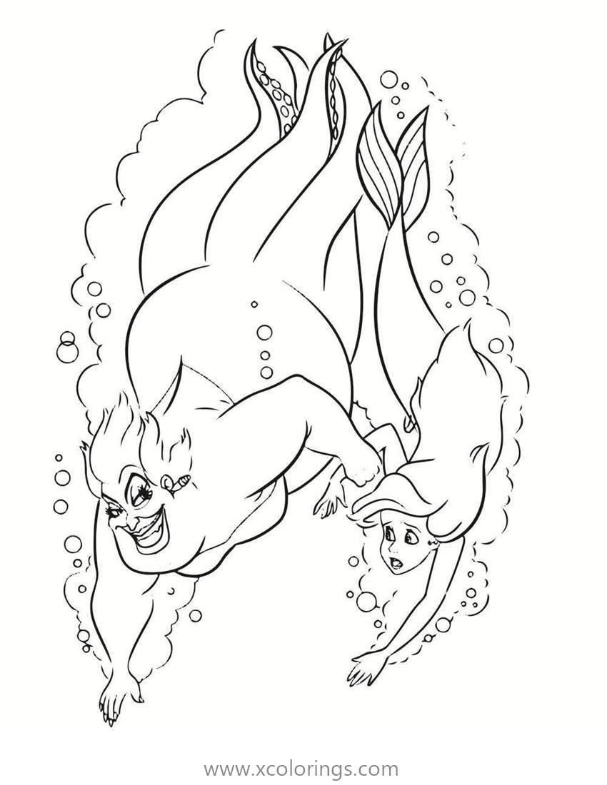 Free Ursula and Ariel Coloring Pages printable