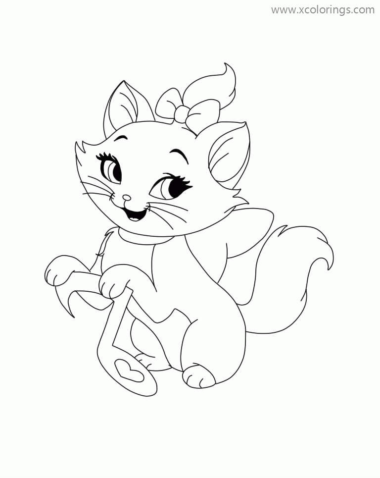 Free White Kitten Marie Coloring Pages printable