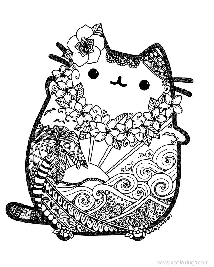 Free Adult Pusheen Coloring Pages printable