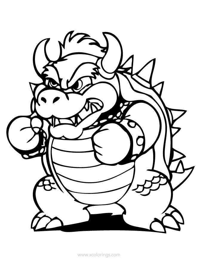 Free Angry Bowser Coloring Pages printable