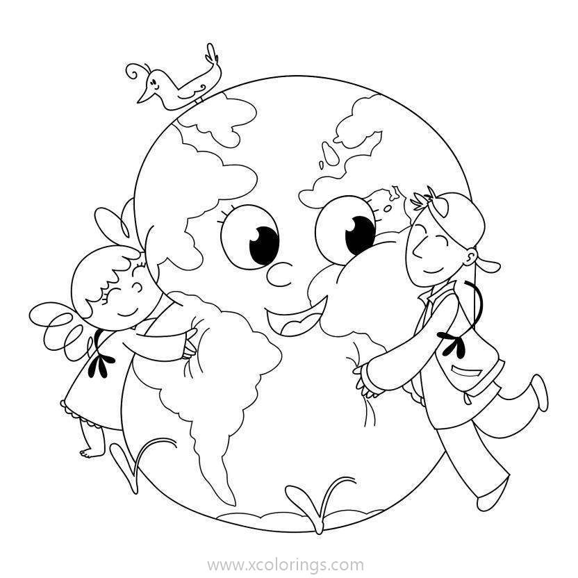 Free Animated Earth and Kids Coloring Pages printable