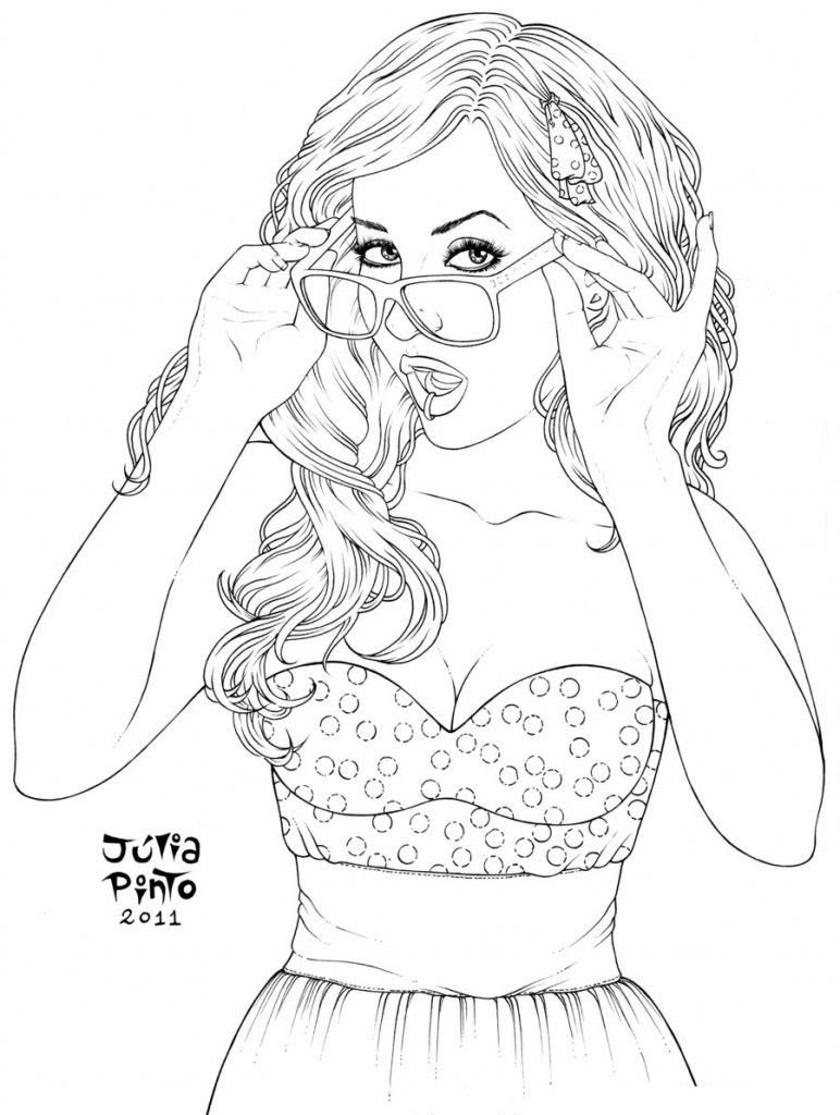 Free Ariana Grande Coloring Pages with Glasses printable