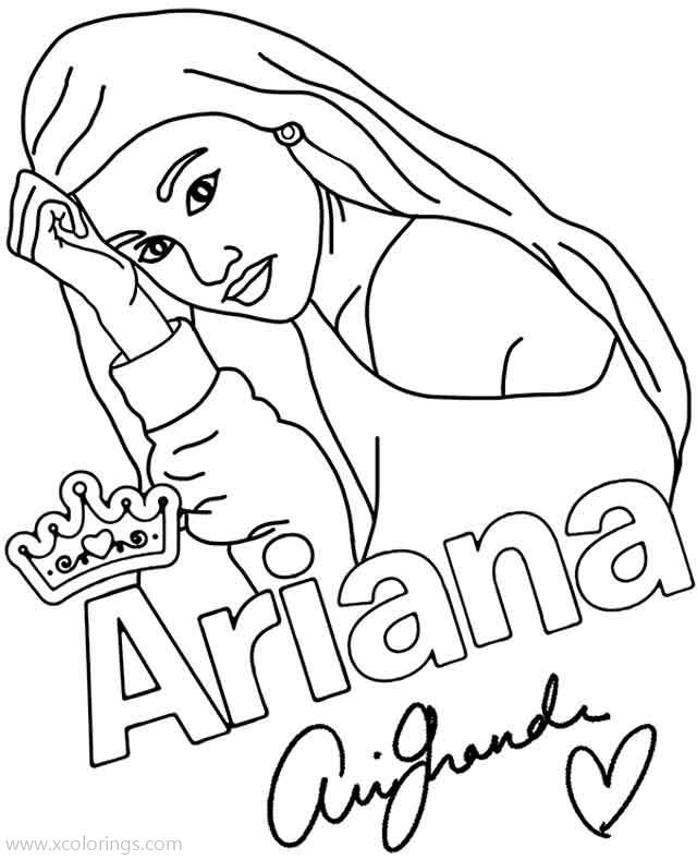 Free Ariana Grande Coloring Pages with Signature printable