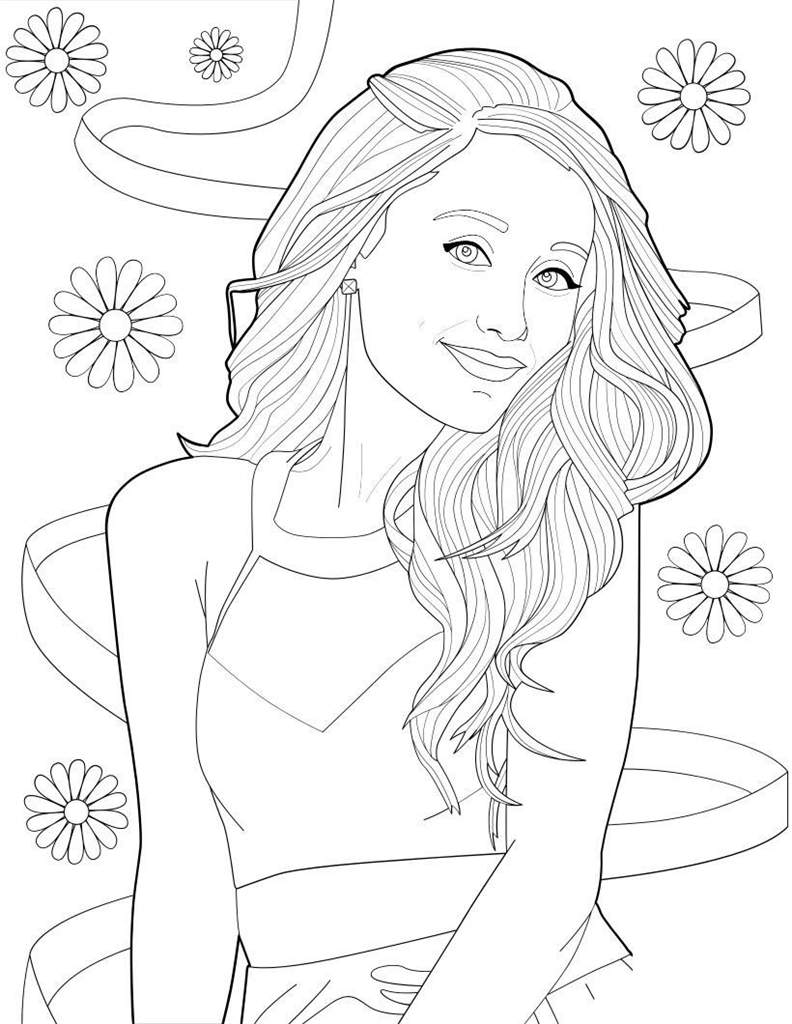Free Ariana Grande Coloring Pages with Smile printable