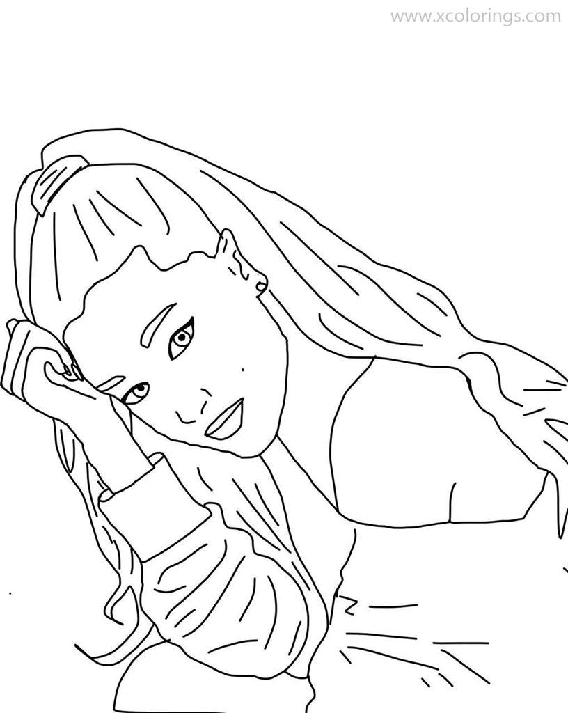 Ariana Grande is Thinking Coloring Pages - XColorings