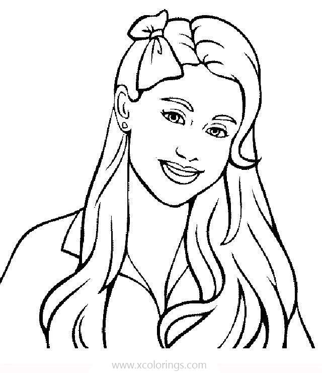 Free Ariana Grande with Bow Coloring Pages printable