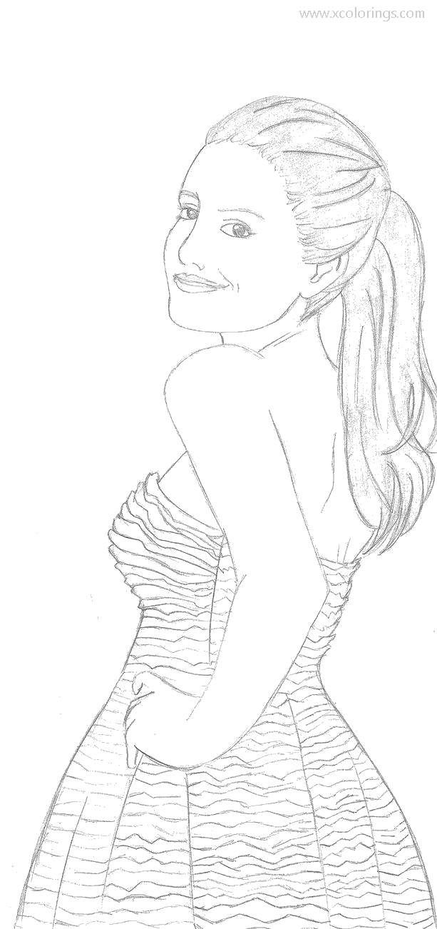 Free Ariana Grande with Dress Coloring Pages printable