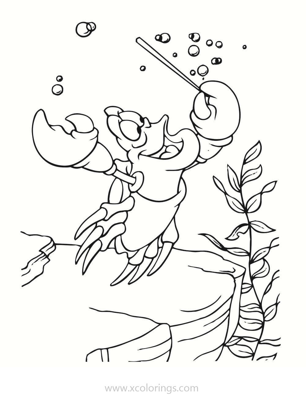 Free Ariel Coloring Pages Sebastian Conducting An Orchestra printable