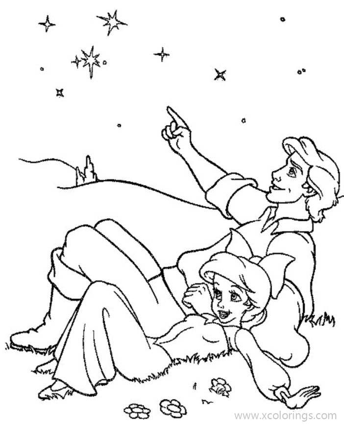 Free Ariel and Eric Watching the Stars Coloring Pages printable