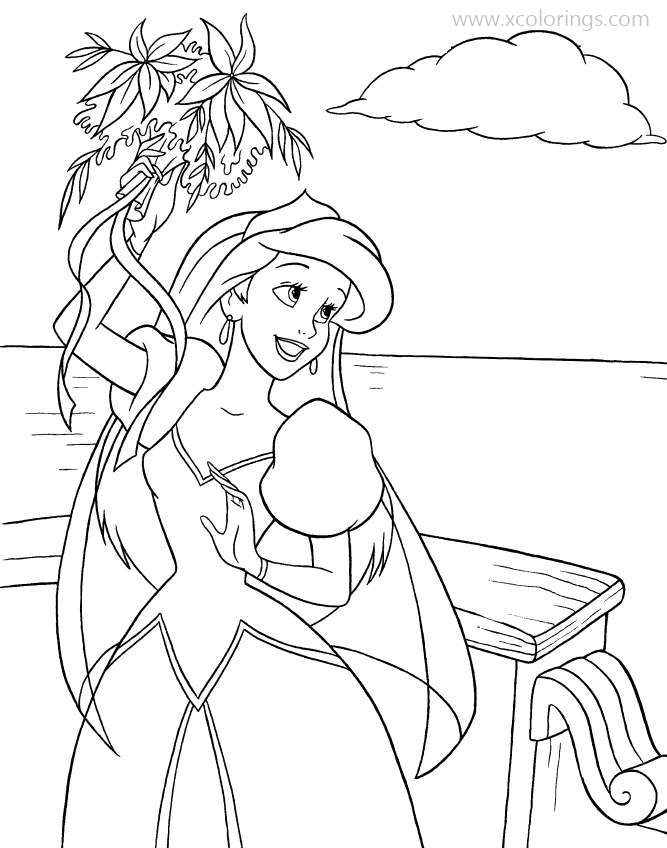 Free Ariel and Flowers Coloring Pages printable