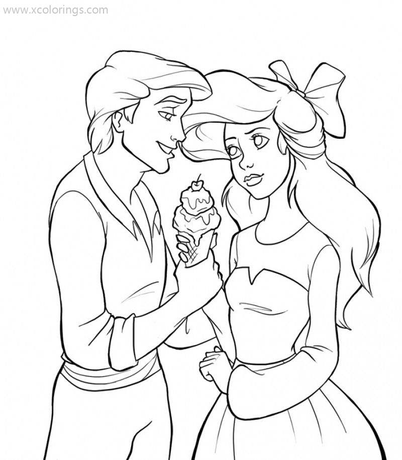 Free Ariel and Ice Cream Coloring Pages printable