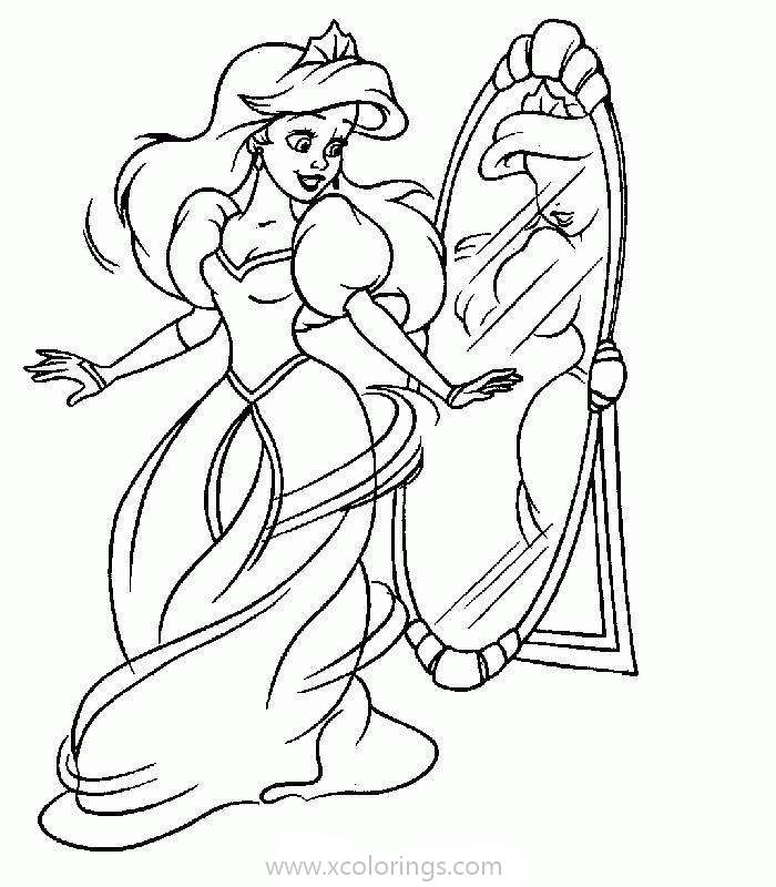 Free Ariel and Mirror Coloring Pages printable