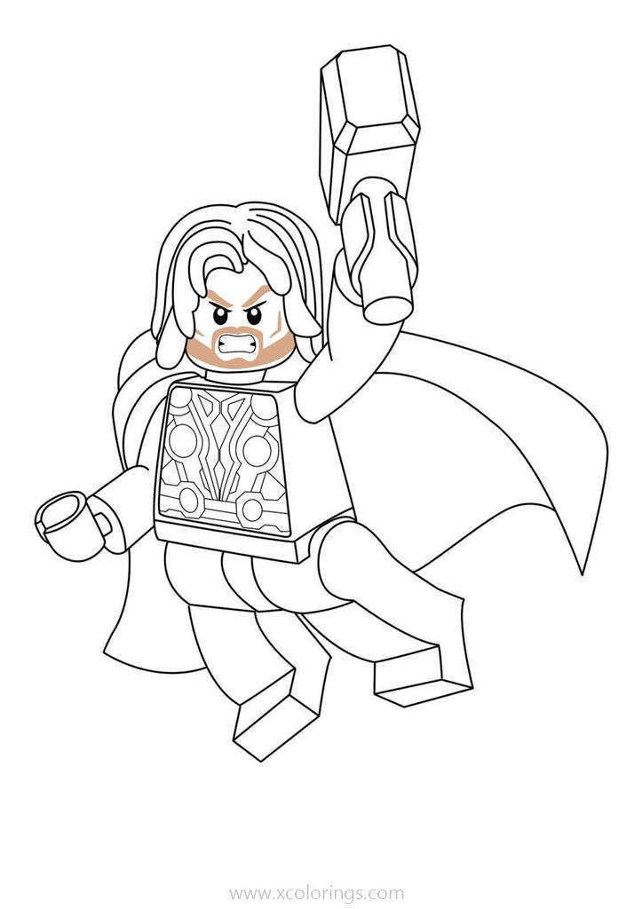 Free Avenger Lego Thor Coloring Page printable