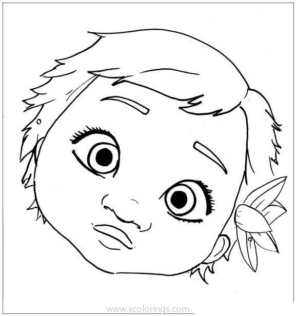 Free Baby Moana Face Coloring Page printable