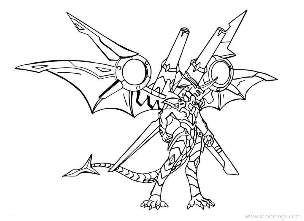 Free Bakugan Coloring Pages Dragonoid with Cannons printable