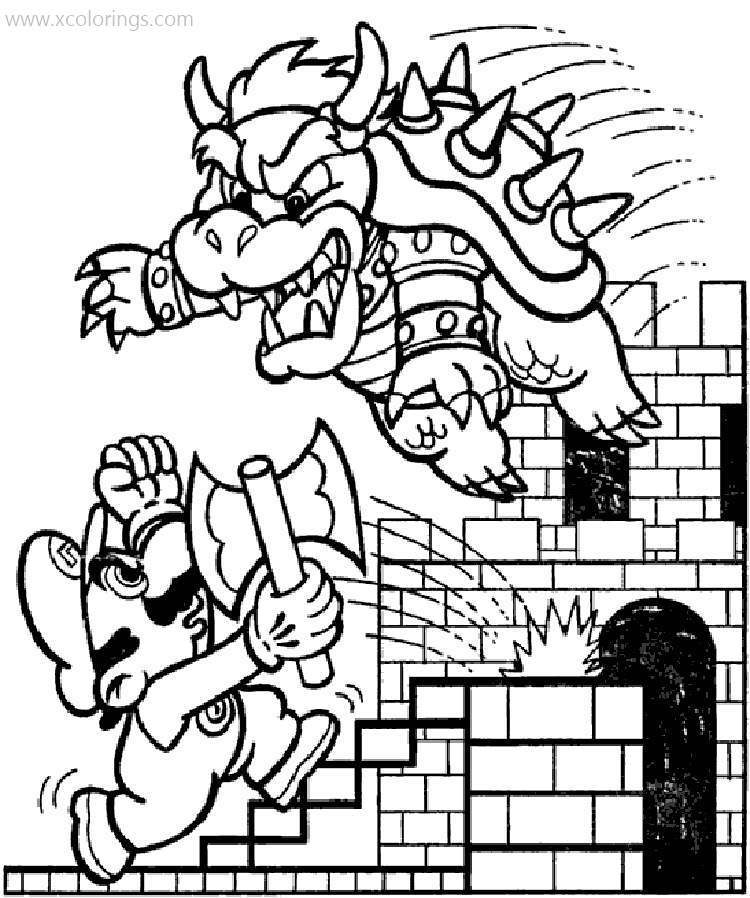 Free Bowser Attacked Mario Coloring Pages printable