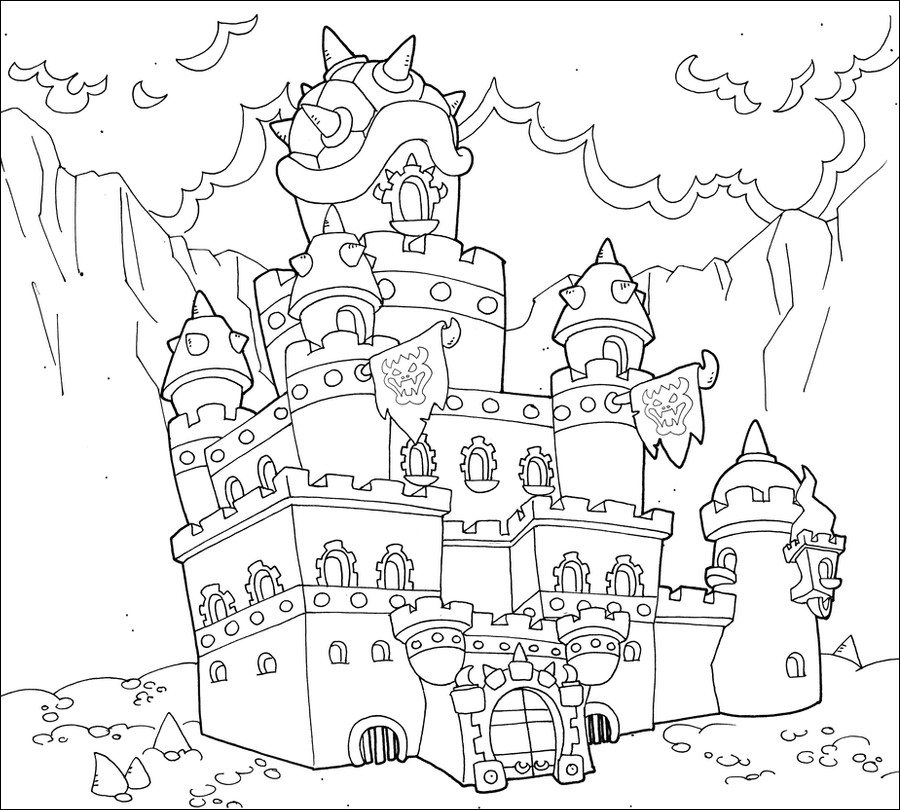 Bowsers Castle Coloring Page Coloring Pages